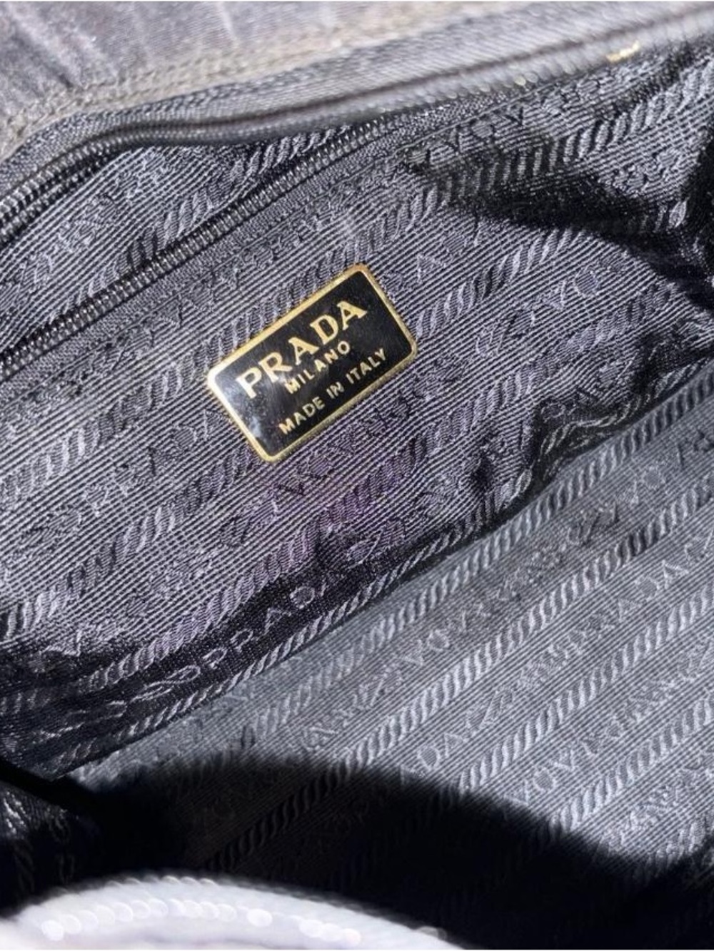 Prada Black Nylon Satchel with Gold-Tone Arched Handles and Triangle Logo - Picture 5 of 6